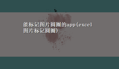 能标记图片圆圈的app(excel图片标记圆圈)