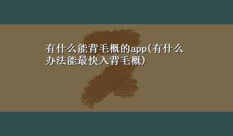 有什么能背毛概的app(有什么办法能最快入背毛概)