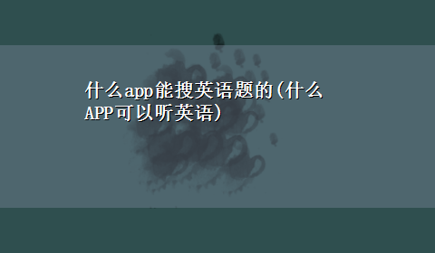 什么app能搜英语题的(什么APP可以听英语)