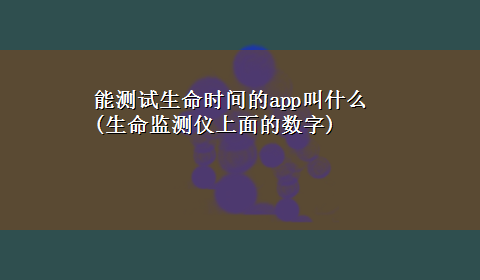 能测试生命时间的app叫什么(生命监测仪上面的数字)