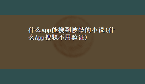 什么app能搜到被禁的小说(什么App搜题不用验证)