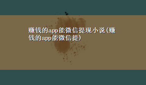 赚钱的app能微信提现小说(赚钱的app能微信提)