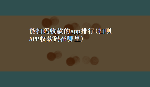 能扫码收款的app排行(扫呗APP收款码在哪里)