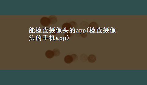 能检查摄像头的app(检查摄像头的手机app)