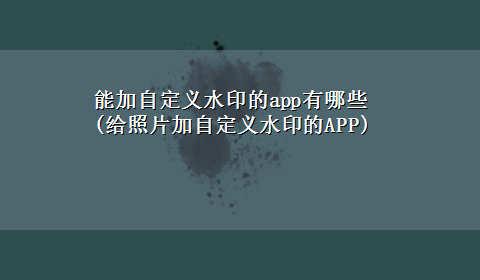 能加自定义水印的app有哪些(给照片加自定义水印的APP)