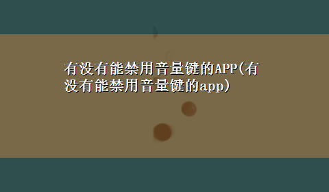 有没有能禁用音量键的APP(有没有能禁用音量键的app)