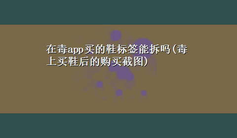 在毒app买的鞋标签能拆吗(毒上买鞋后的购买截图)