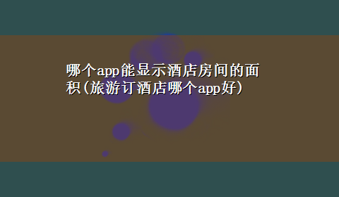 哪个app能显示酒店房间的面积(旅游订酒店哪个app好)