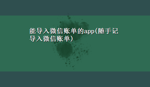 能导入微信账单的app(随手记导入微信账单)