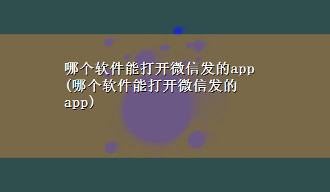 哪个软件能打开微信发的app(哪个软件能打开微信发的app)