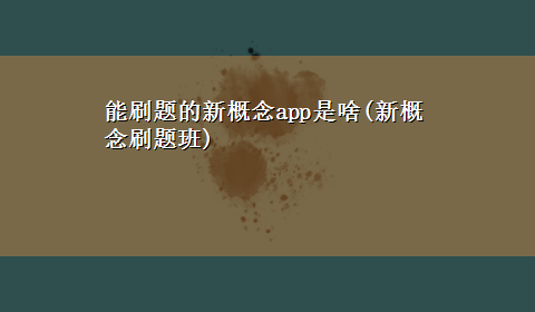 能刷题的新概念app是啥(新概念刷题班)