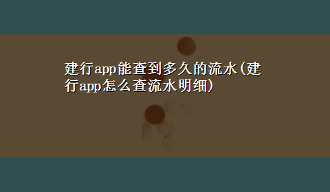 建行app能查到多久的流水(建行app怎么查流水明细)