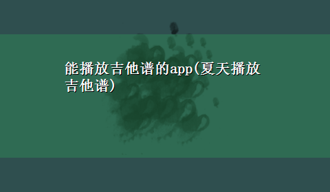 能播放吉他谱的app(夏天播放吉他谱)