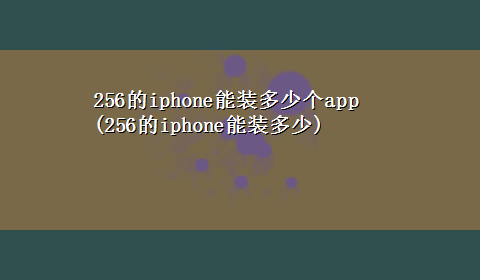 256的iphone能装多少个app(256的iphone能装多少)