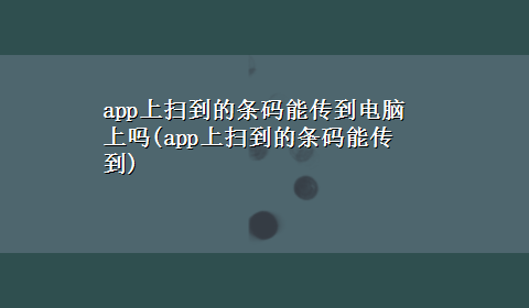 app上扫到的条码能传到电脑上吗(app上扫到的条码能传到)