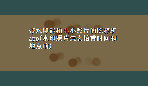 带水印能拍出小照片的照相机app(水印照片怎么拍带时间和地点的)