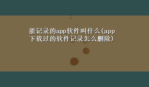 能记录的app软件叫什么(appx-z过的软件记录怎么删除)