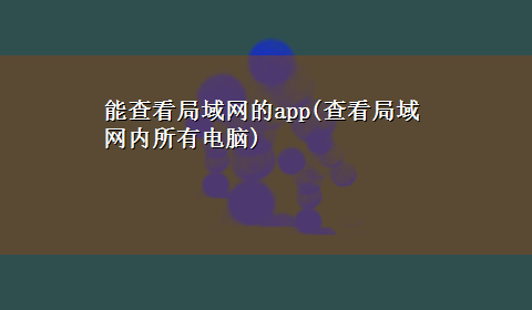 能查看局域网的app(查看局域网内所有电脑)