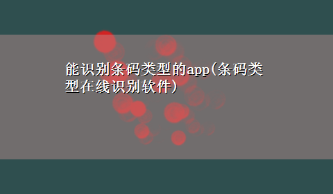 能识别条码类型的app(条码类型在线识别软件)