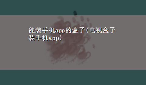 能装手机app的盒子(电视盒子装手机app)