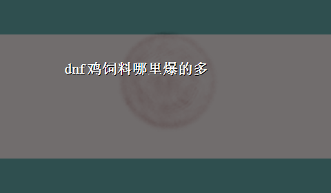 dnf鸡饲料哪里爆的多