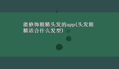 能修饰粗糙头发的app(头发粗糙适合什么发型)