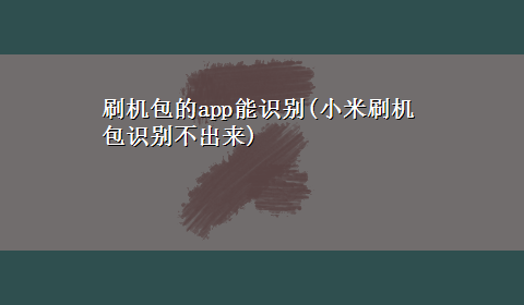 刷机包的app能识别(小米刷机包识别不出来)