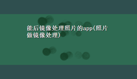 能后镜像处理照片的app(照片做镜像处理)