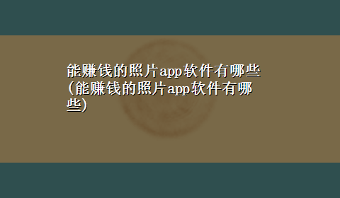 能赚钱的照片app软件有哪些(能赚钱的照片app软件有哪些)