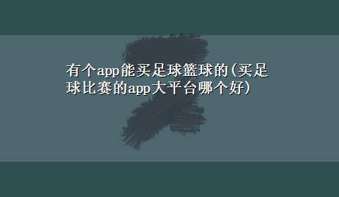 有个app能买足球篮球的(买足球比赛的app大平台哪个好)