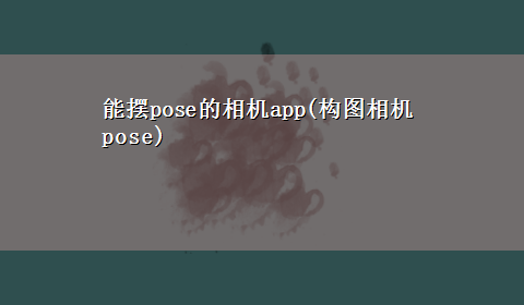 能摆pose的相机app(构图相机pose)