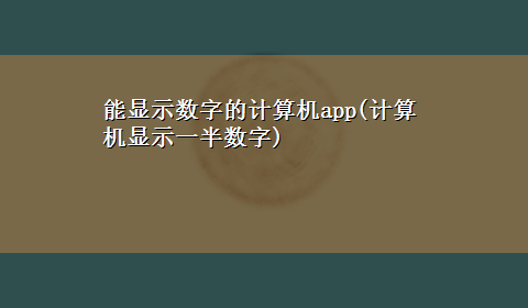 能显示数字的计算机app(计算机显示一半数字)