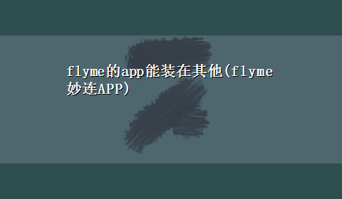 flyme的app能装在其他(flyme妙连APP)