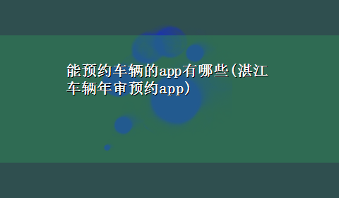 能预约车辆的app有哪些(湛江车辆年审预约app)