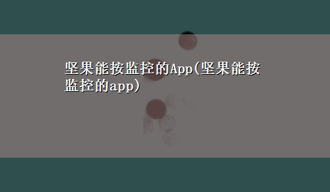 坚果能按监控的App(坚果能按监控的app)