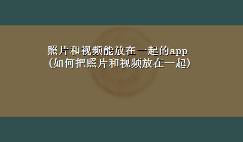 照片和视频能放在一起的app(如何把照片和视频放在一起)