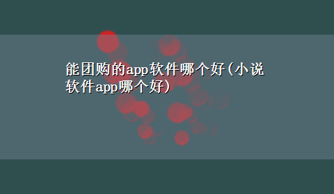 能团购的app软件哪个好(小说软件app哪个好)