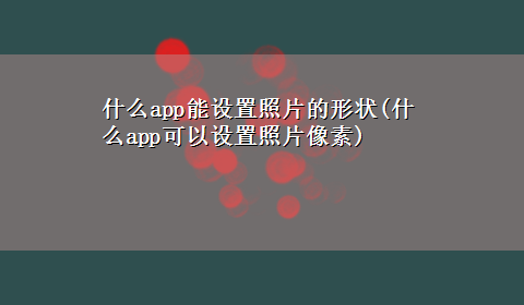 什么app能设置照片的形状(什么app可以设置照片像素)