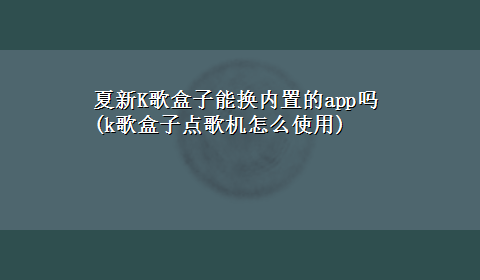 夏新K歌盒子能换内置的app吗(k歌盒子点歌机怎么使用)