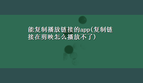 能复制播放链接的app(复制链接在剪映怎么播放不了)