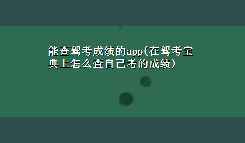 能查驾考成绩的app(在驾考宝典上怎么查自己考的成绩)