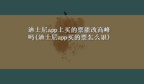 迪士尼app上买的票能改高峰吗(迪士尼app买的票怎么退)