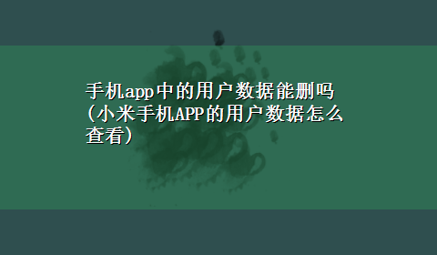 手机app中的用户数据能删吗(小米手机APP的用户数据怎么查看)