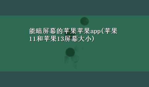 能暗屏幕的苹果苹果app(苹果11和苹果13屏幕大小)