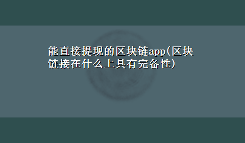 能直接提现的区块链app(区块链接在什么上具有完备性)