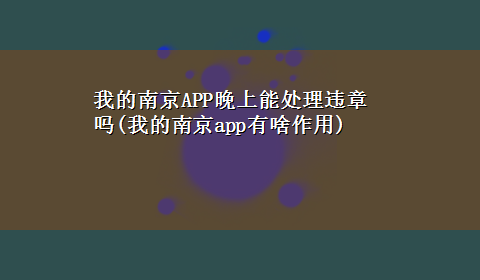 我的南京APP晚上能处理违章吗(我的南京app有啥作用)