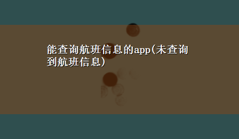 能查询航班信息的app(未查询到航班信息)