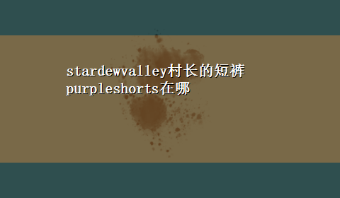 stardewvalley村长的短裤purpleshorts在哪