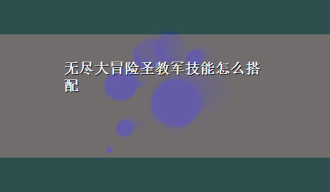 无尽大冒险圣教军技能怎么搭配