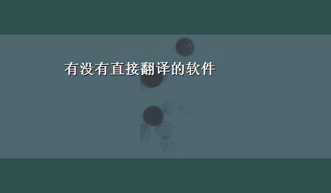 有没有直接翻译的软件